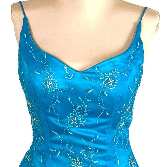 Alyce Designs Blue Sleeveless Ball Gown 4 Beaded Formal Sweet 16 Quinceañera - Picture 4 of 10